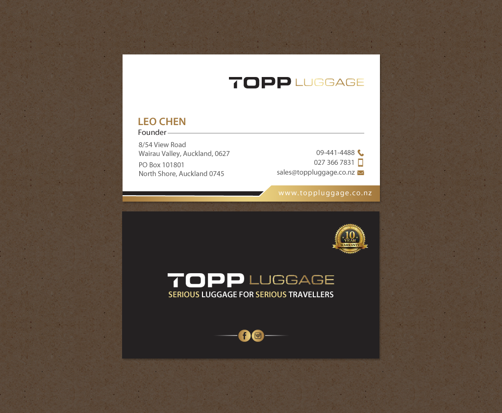Business Card Design by chandrayaan.creative for Topp Luggage | Design #14138850