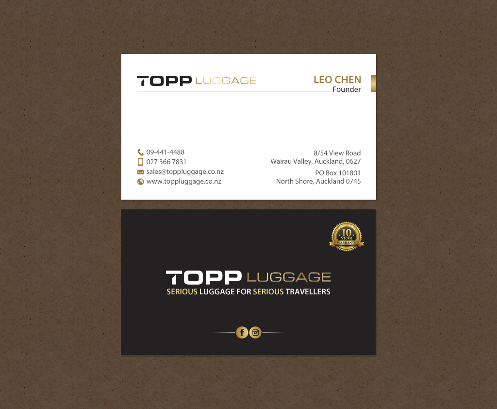 Business Card Design by chandrayaan.creative for Topp Luggage | Design #14138861