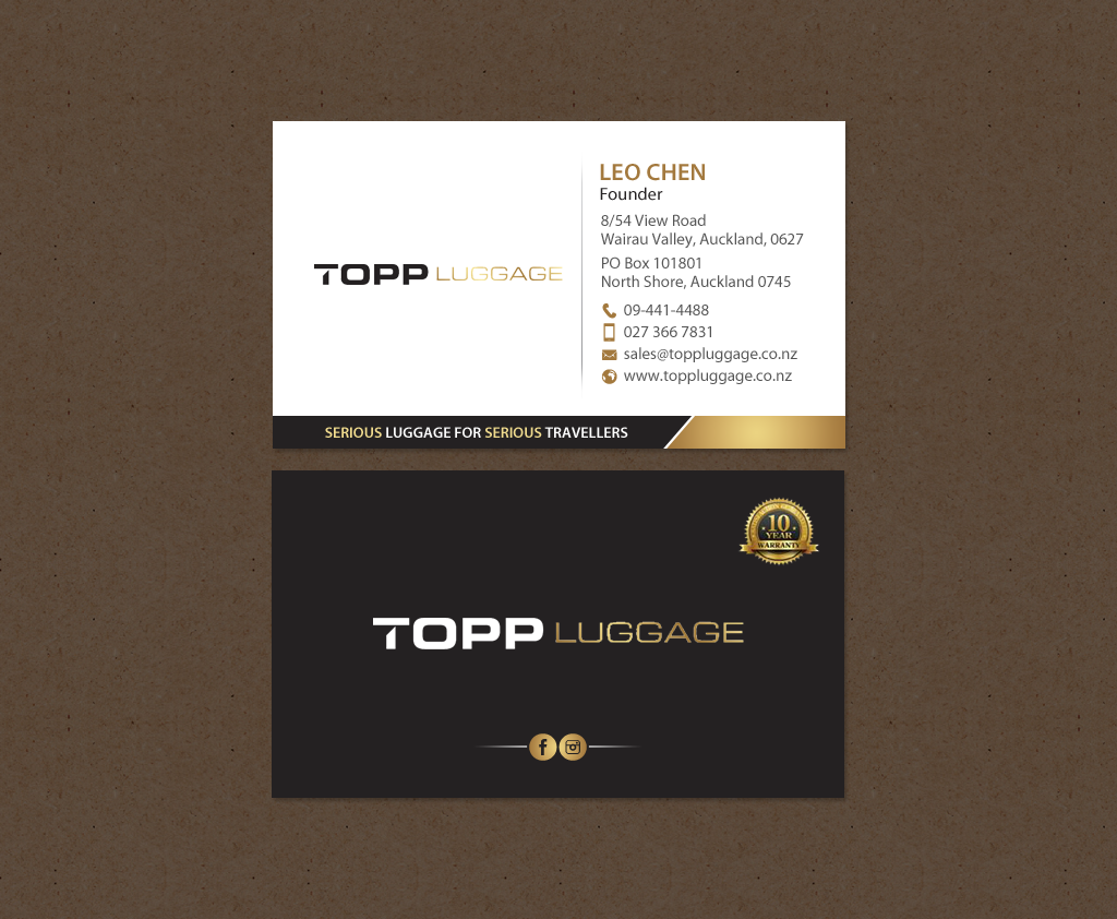 Business Card Design by chandrayaan.creative for Topp Luggage | Design #14138862
