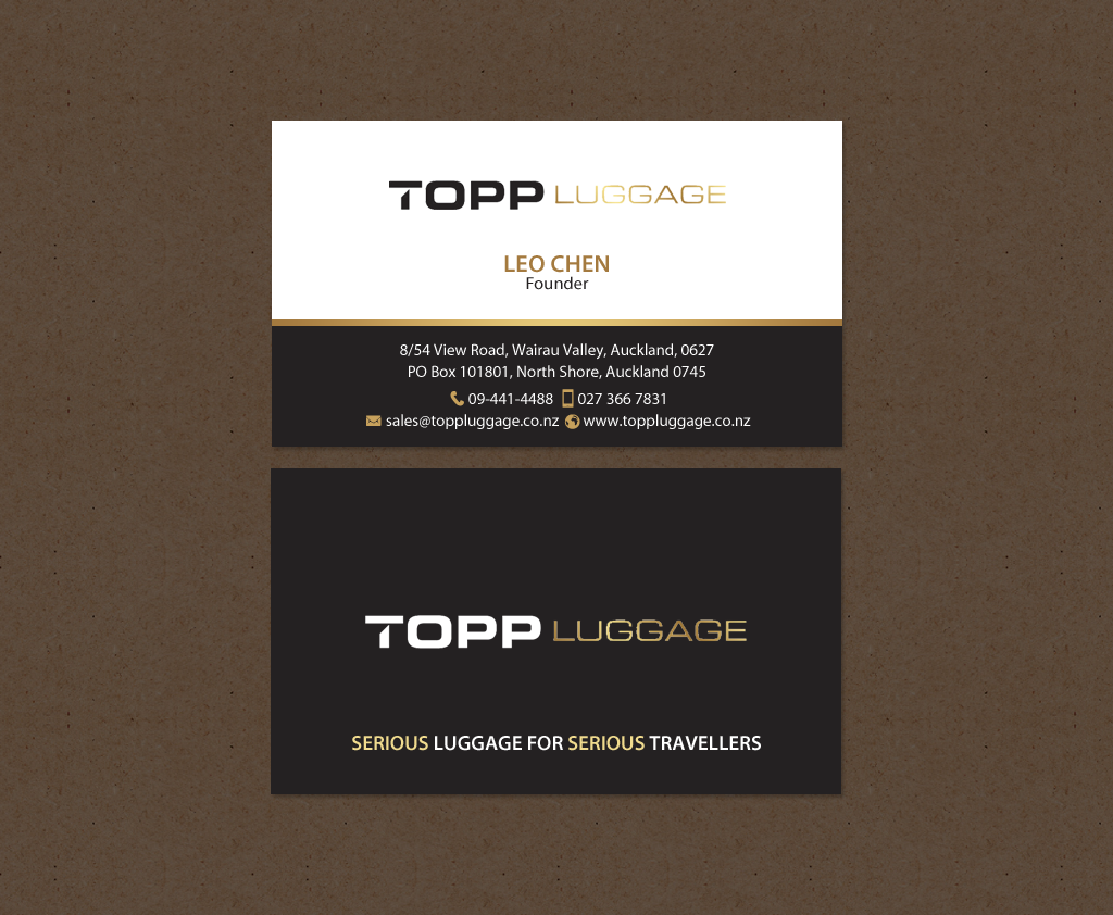 Business Card Design by chandrayaan.creative for Topp Luggage | Design #14138880