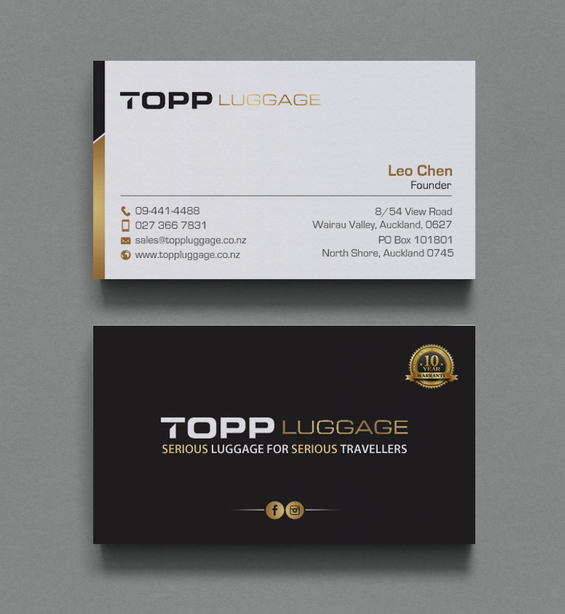 Business Card Design by chandrayaan.creative for Topp Luggage | Design #14138888
