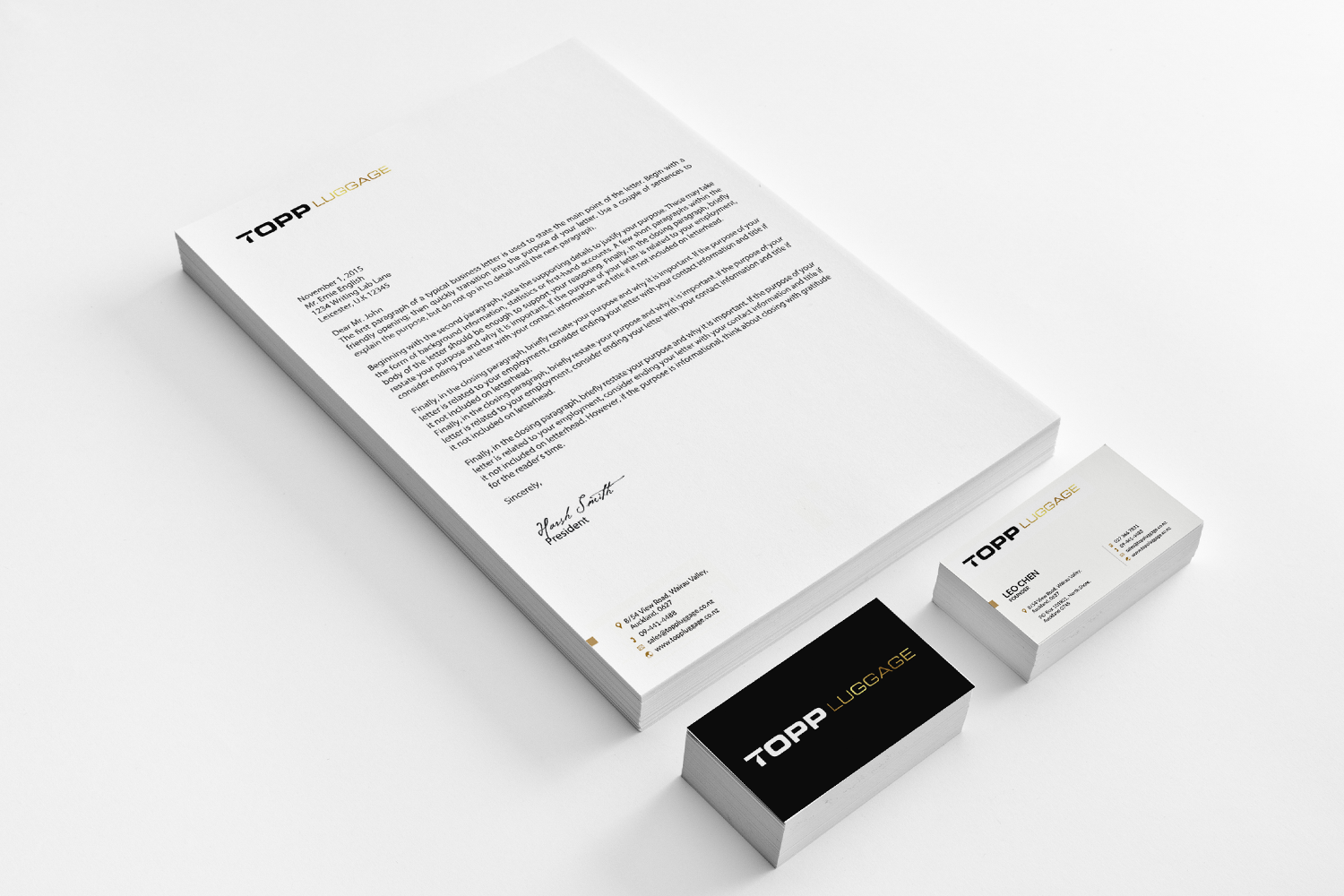 Business Card Design by Sarah Mathews for Topp Luggage | Design #14109450