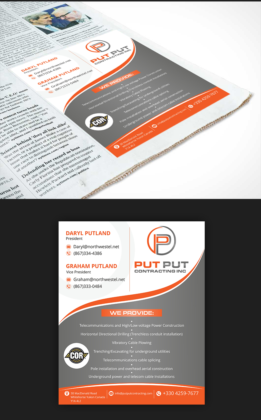 Advertisement Design by ecorokerz for Put Put Contracting Inc | Design #14108056