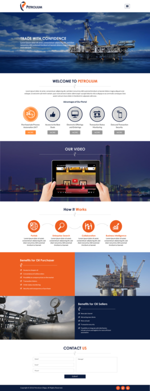 A layout of a webpage for oil trade platform  | Diseño Web por Sbss