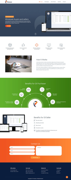 A layout of a webpage for oil trade platform  | Diseño Web por syrwebdevelopment