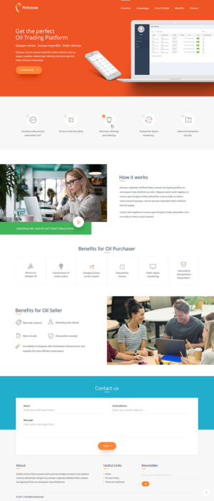 A layout of a webpage for oil trade platform  | Diseño Web por nzdesigners