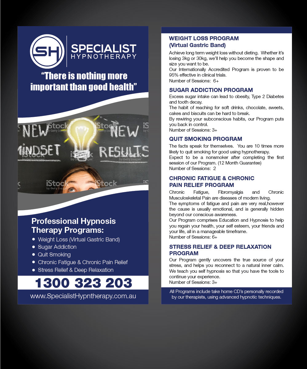 Flyer Design by joliau for Specialist Hypnotherapy | Design #14160675