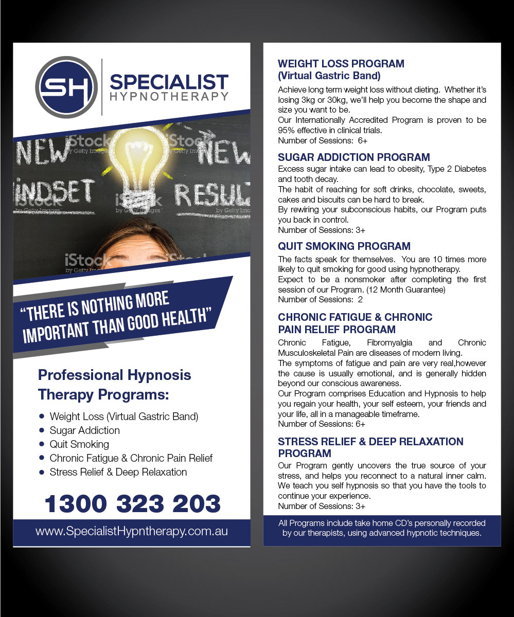 Flyer Design by joliau for Specialist Hypnotherapy | Design #14160676