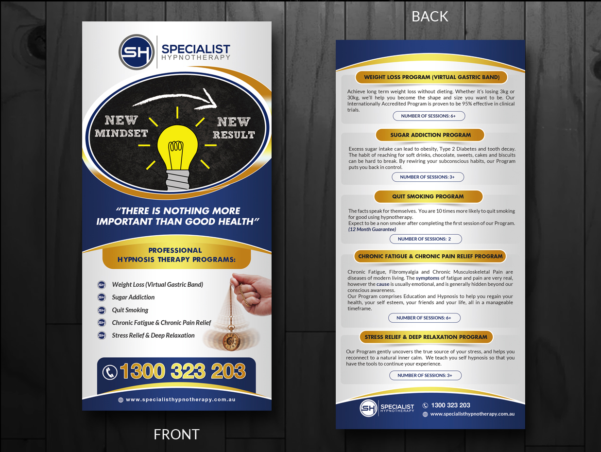 Flyer Design by innovative earth for Specialist Hypnotherapy | Design #14130497