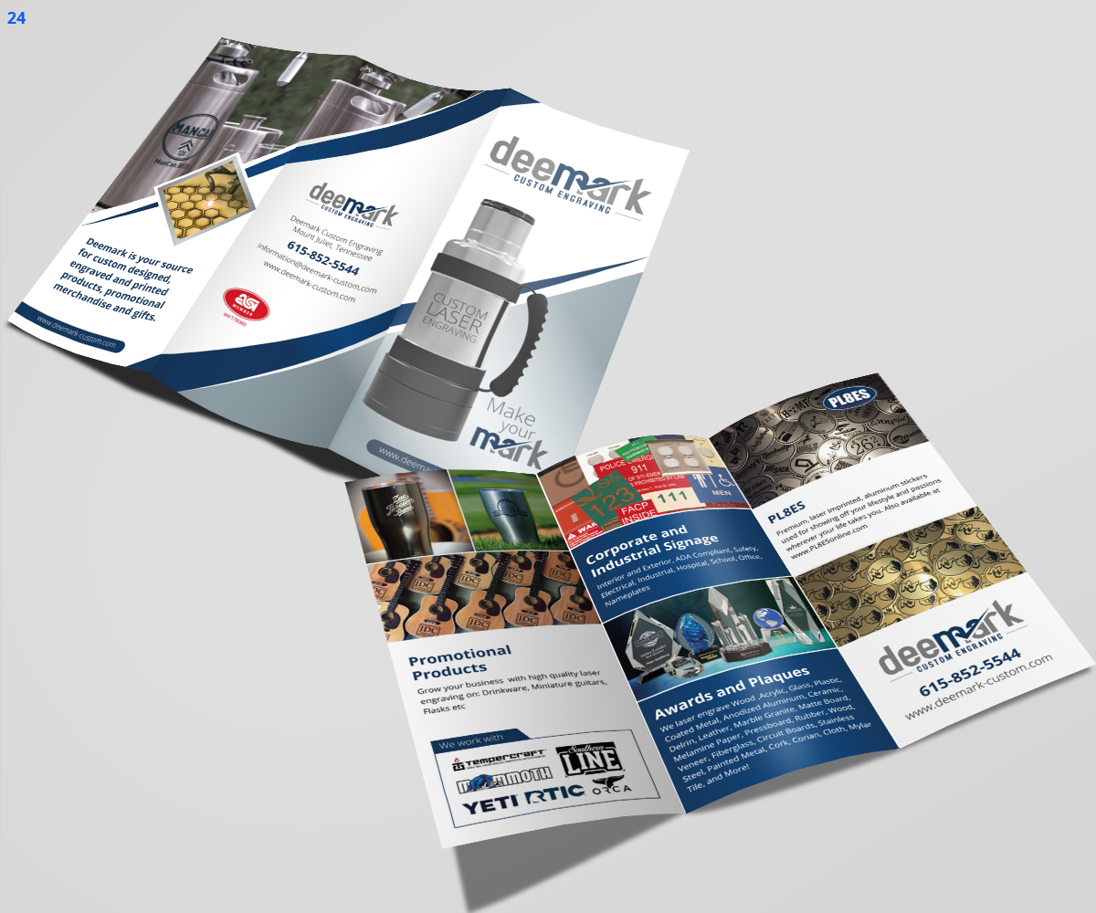 Brochure Design by uniquedesign10 for Deemark Custom Engraving | Design #14171281