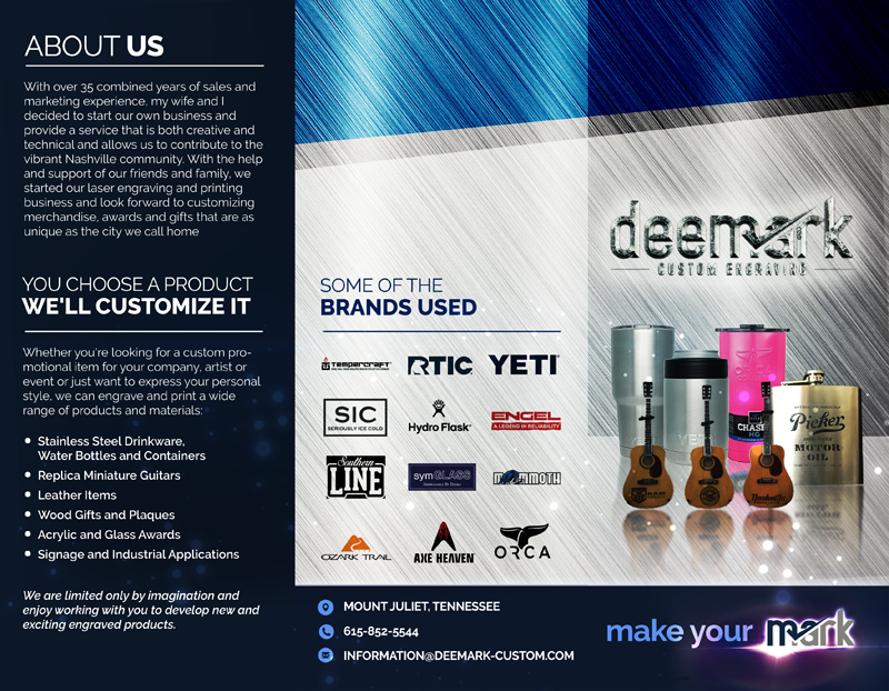 Brochure Design by alessandroevge for Deemark Custom Engraving | Design #14174695