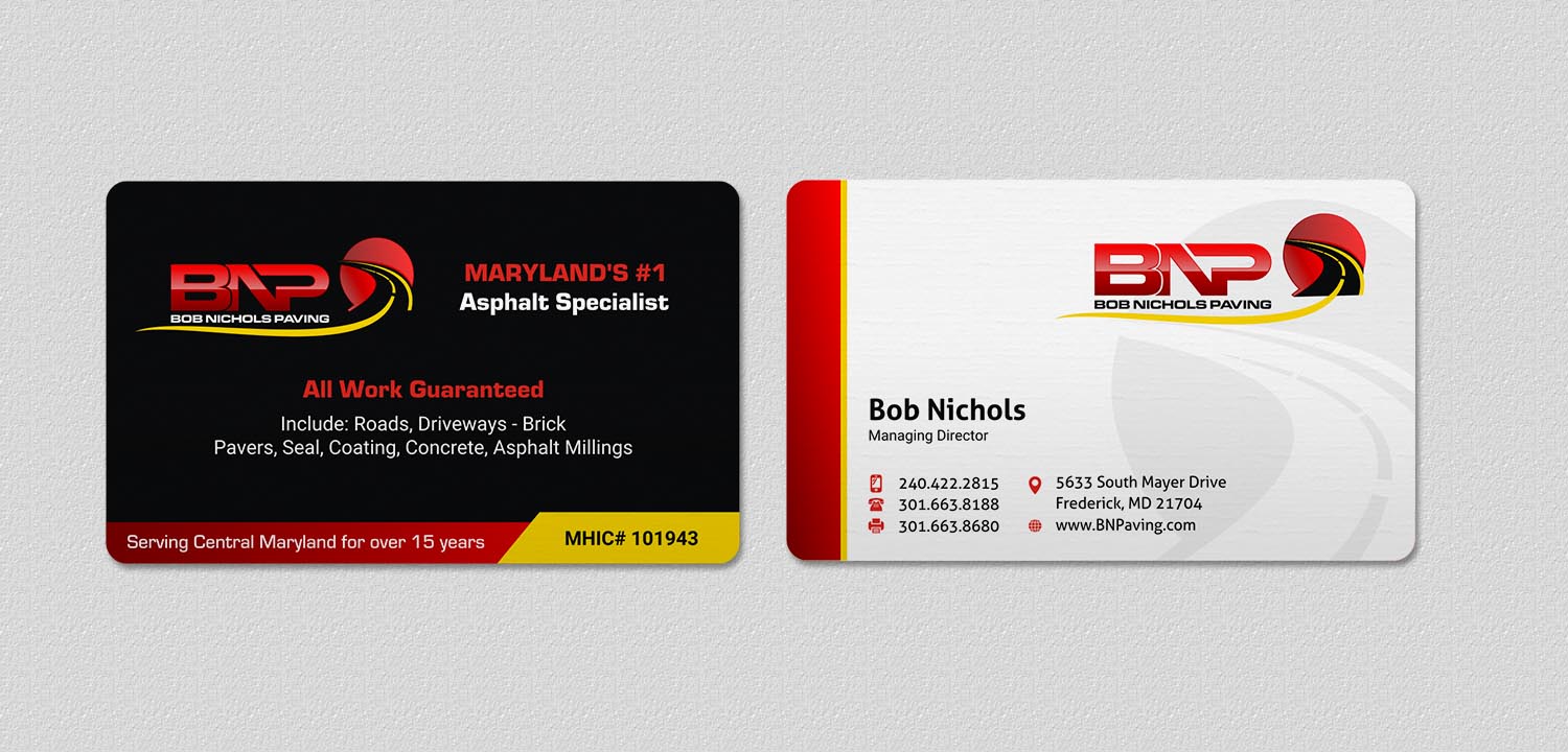 Business Card Design by INDIAN_Ashok for Bob Nichols Paving  | Design #14173236