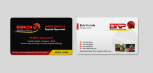Diseño de Tarjeta de Presentación por INDIAN_Ashok para Bob Nichols Paving  | Diseño: #14173238