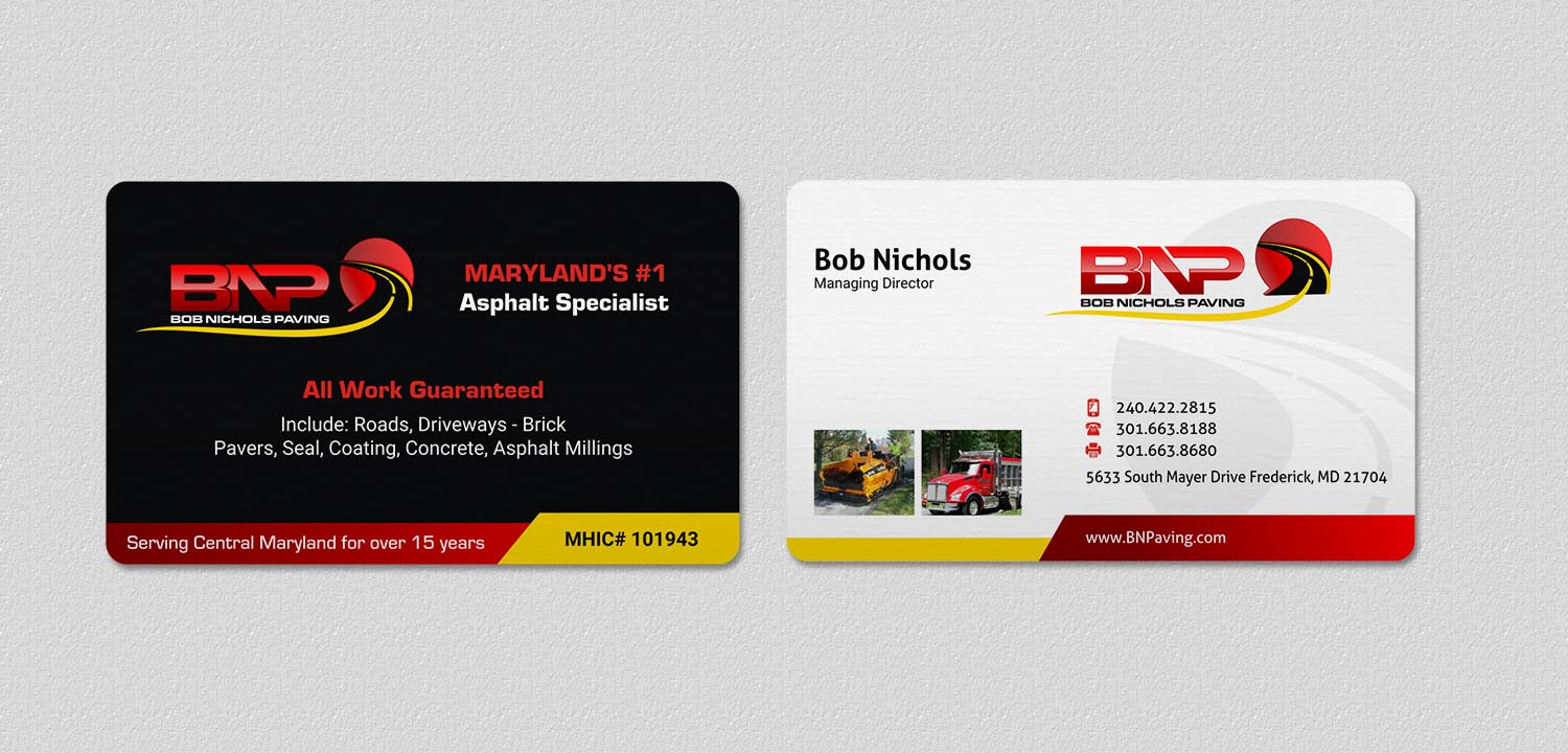 Business Card Design by INDIAN_Ashok for Bob Nichols Paving  | Design #14173242
