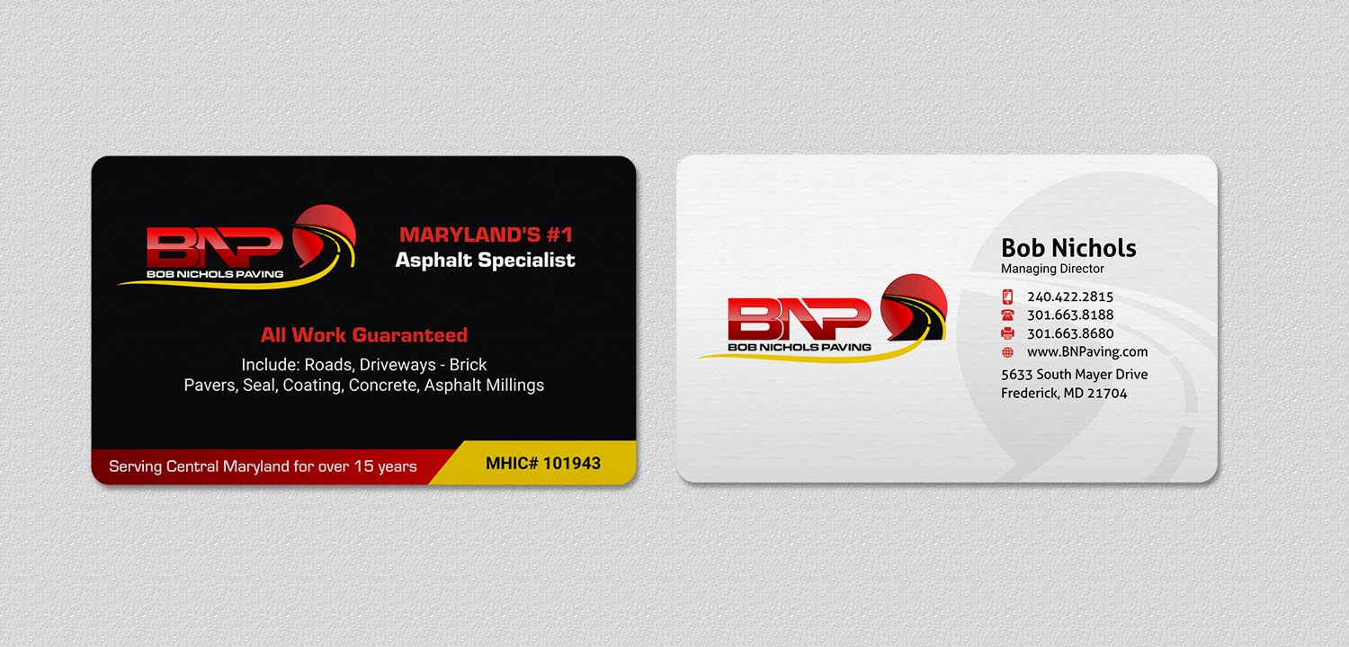 Business Card Design by INDIAN_Ashok for Bob Nichols Paving  | Design #14173243