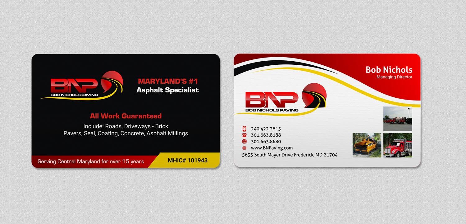 Business Card Design by INDIAN_Ashok for Bob Nichols Paving  | Design #14173245