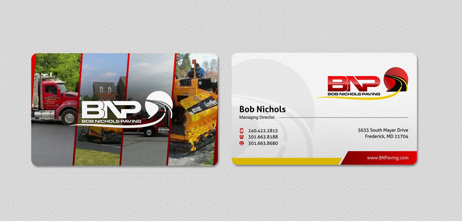 Business Card Design by INDIAN_Ashok for Bob Nichols Paving  | Design #14173255