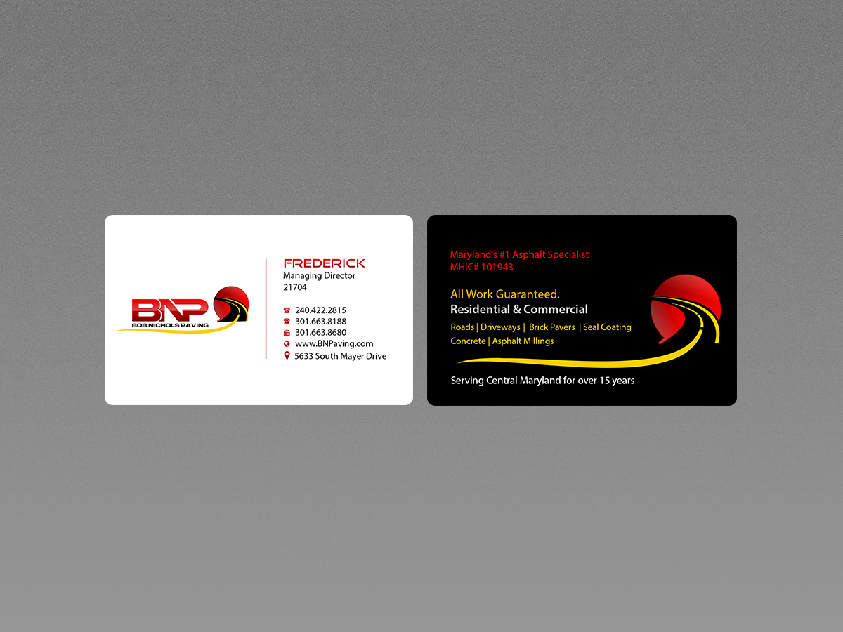 Diseño de Tarjeta de Presentación por Creations Box 2015 para Bob Nichols Paving  | Diseño #14170588