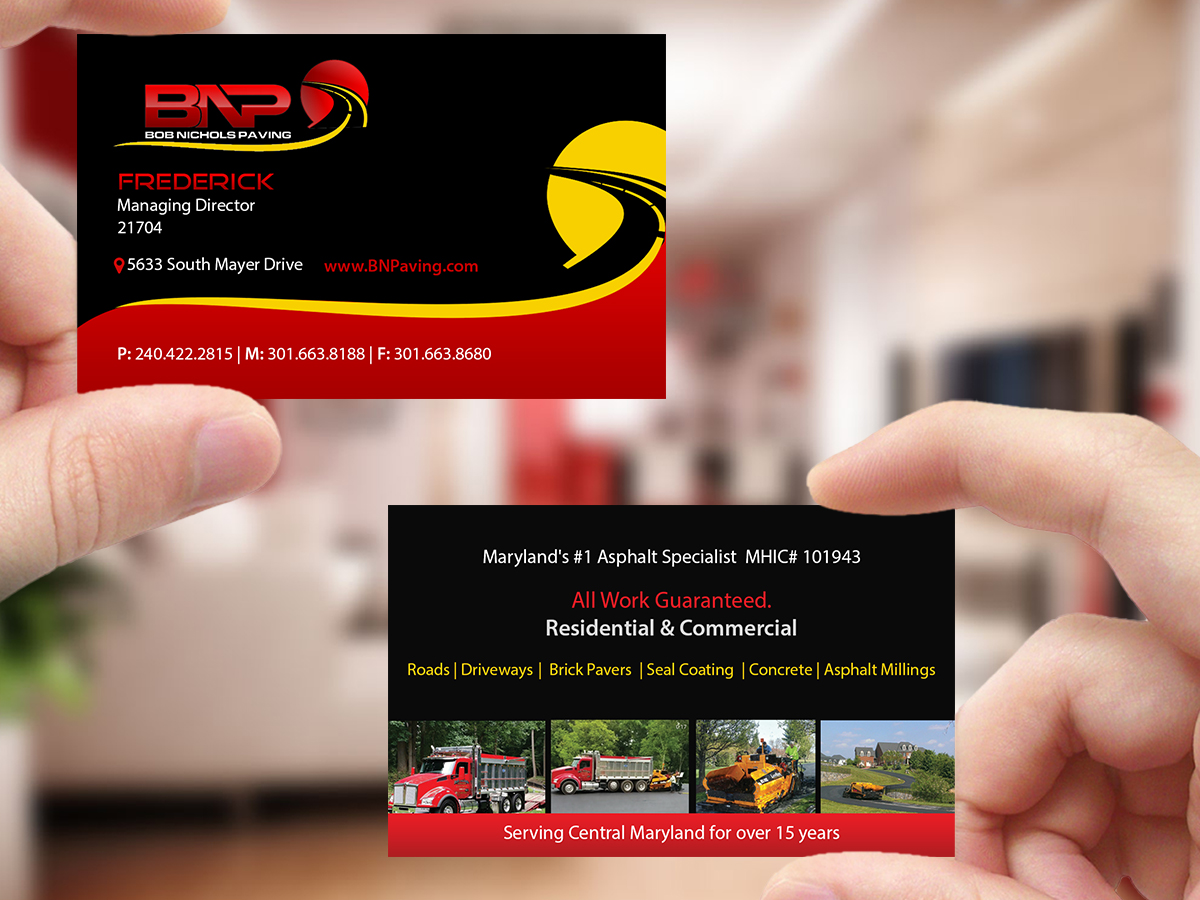 Diseño de Tarjeta de Presentación por Creations Box 2015 para Bob Nichols Paving  | Diseño #14170589