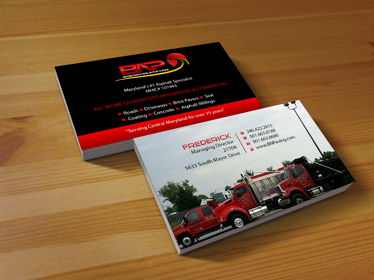 Diseño de Tarjeta de Presentación por Creations Box 2015 para Bob Nichols Paving  | Diseño #14170590