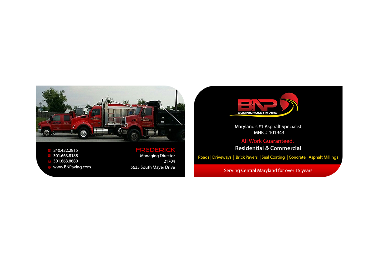 Diseño de Tarjeta de Presentación por Creations Box 2015 para Bob Nichols Paving  | Diseño #14170591