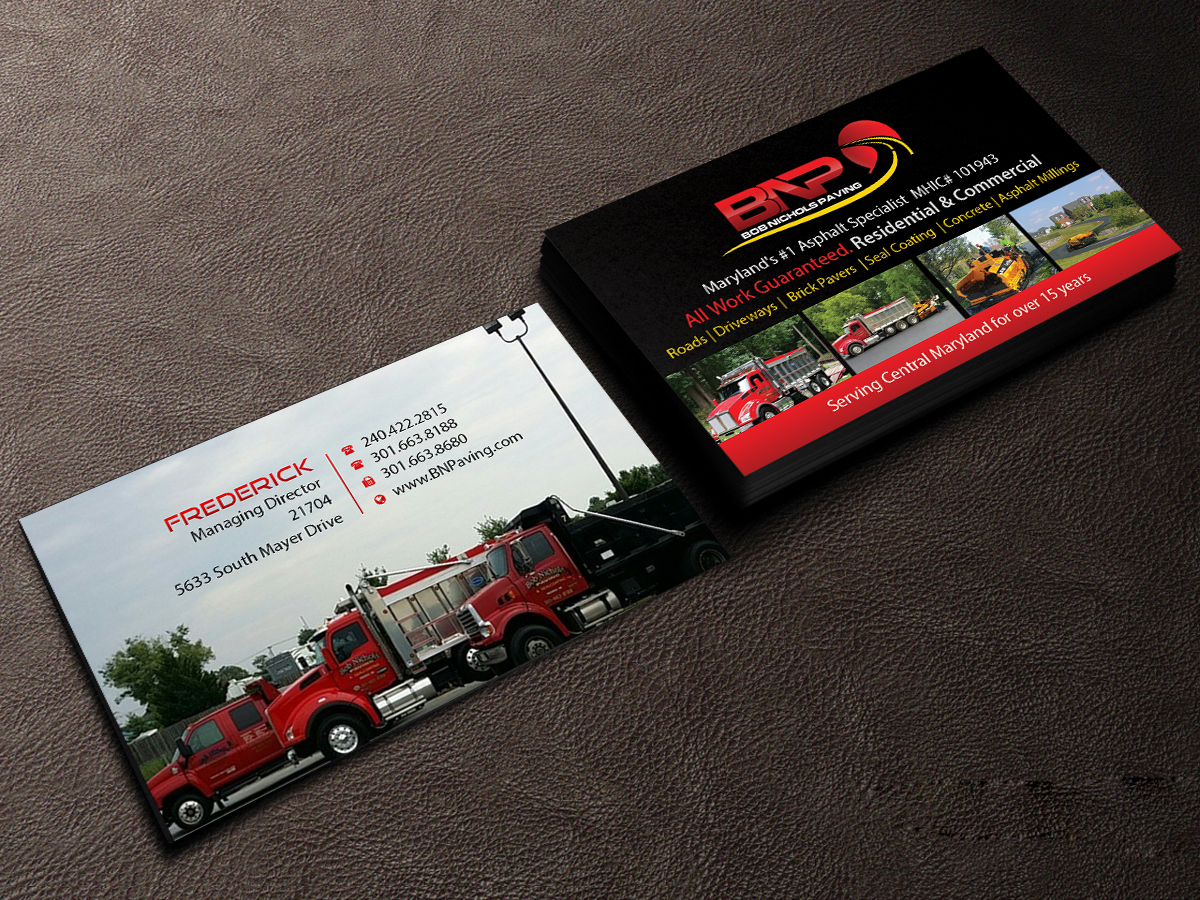 Diseño de Tarjeta de Presentación por Creations Box 2015 para Bob Nichols Paving  | Diseño #14170592