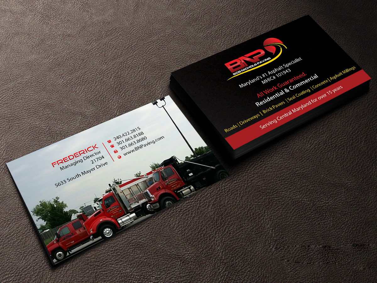 Diseño de Tarjeta de Presentación por Creations Box 2015 para Bob Nichols Paving  | Diseño #14170593