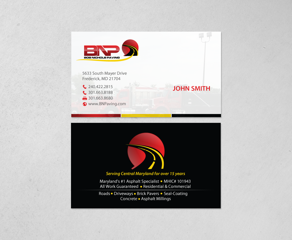 Business Card Design by chandrayaan.creative for Bob Nichols Paving  | Design #14157193