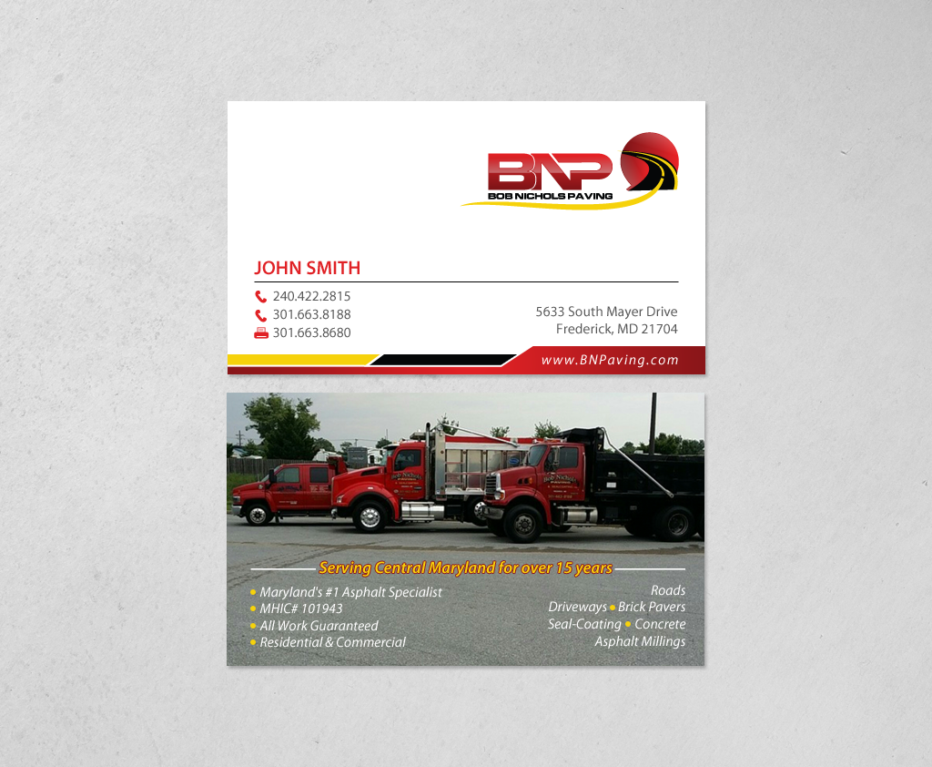 Visitenkarten-Design von chandrayaan.creative für Bob Nichols Paving  | Design #14157211