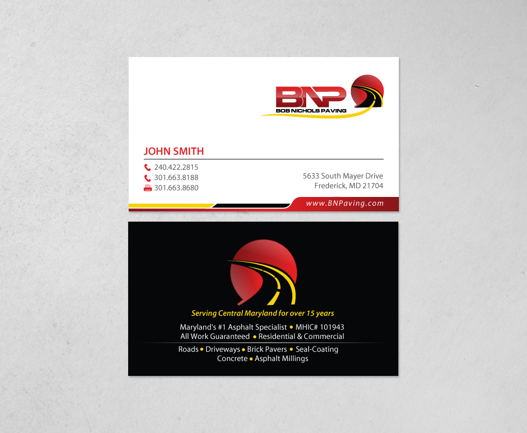 Business Card Design by chandrayaan.creative for Bob Nichols Paving  | Design #14157212