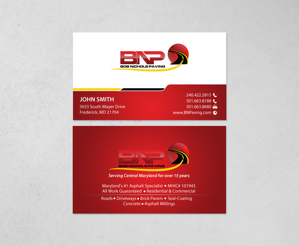Business Card Design by chandrayaan.creative for Bob Nichols Paving  | Design #14157214