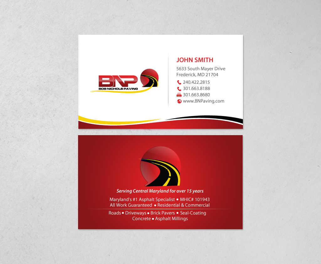 Business Card Design by chandrayaan.creative for Bob Nichols Paving  | Design #14157245