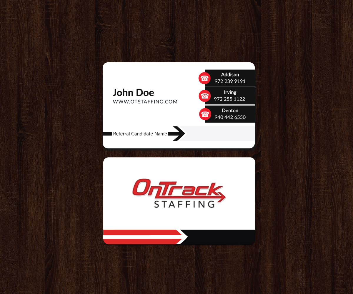 Business Card Design by JK18 for OnTrack Staffing | Design #14165542