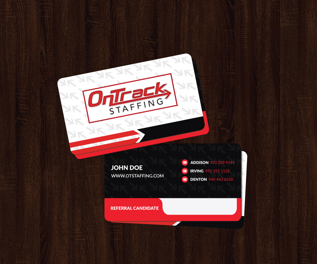 Business Card Design by JK18 for OnTrack Staffing | Design #14208374