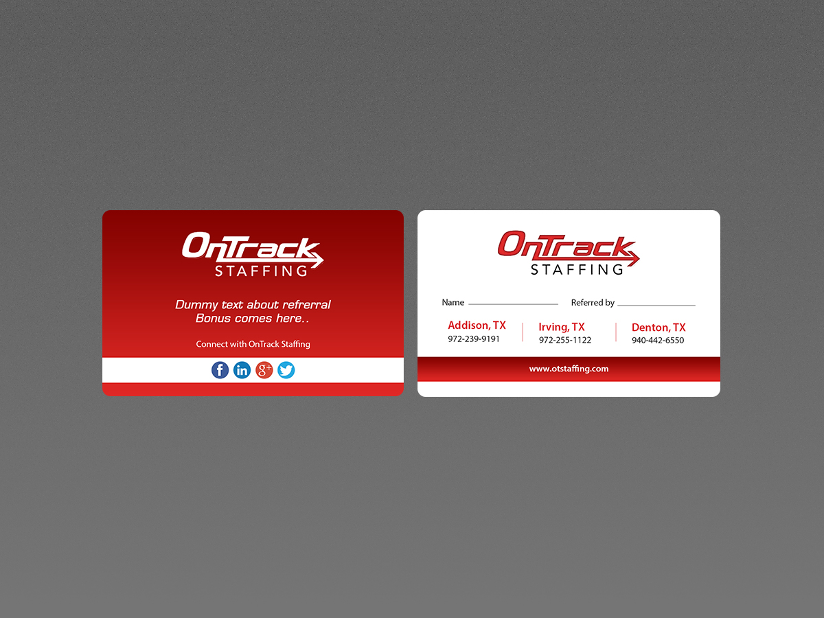 Business Card Design by Creations Box 2015 for OnTrack Staffing | Design #14178613