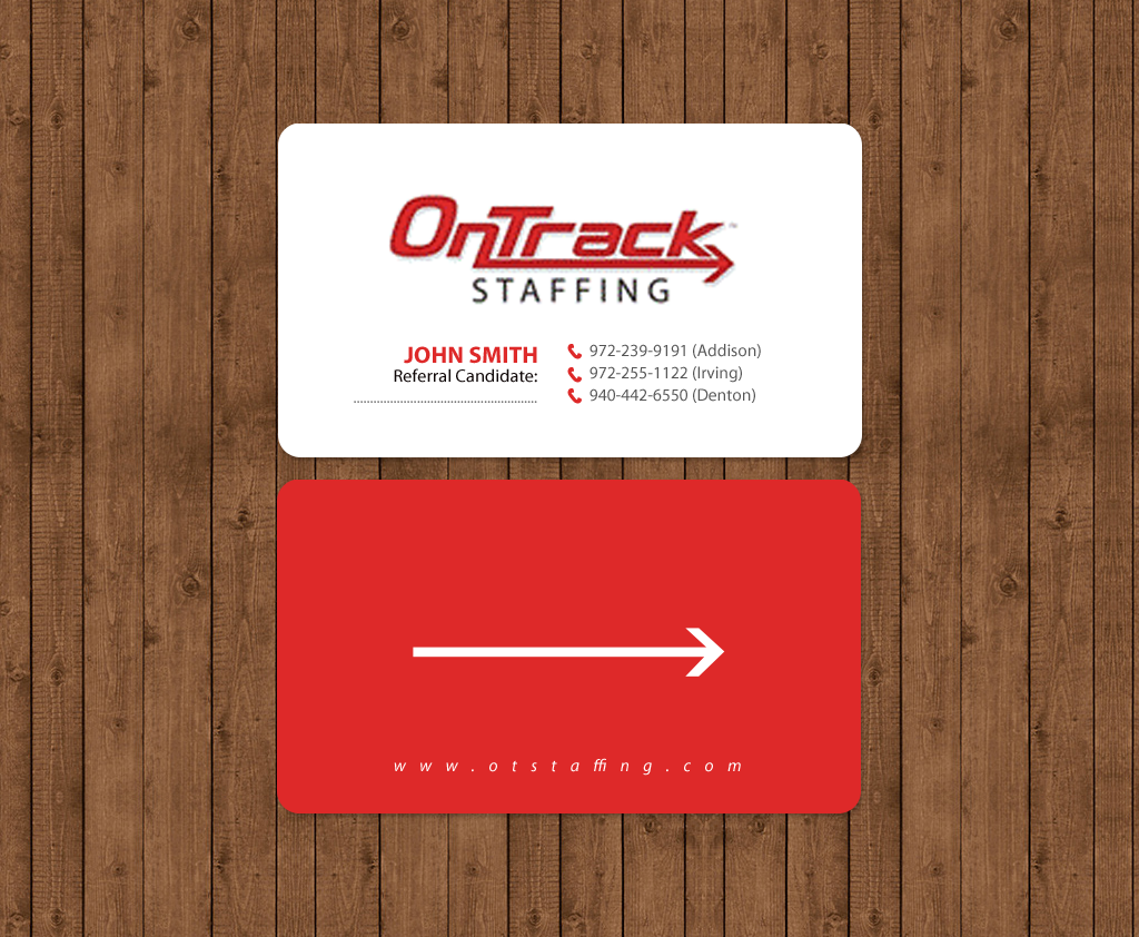 Business Card Design by chandrayaan.creative for OnTrack Staffing | Design #14174632