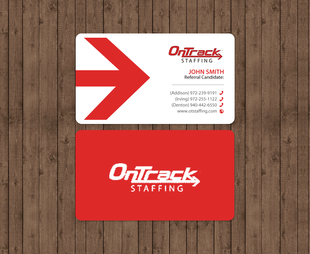 Business Card Design by chandrayaan.creative for OnTrack Staffing | Design #14175868