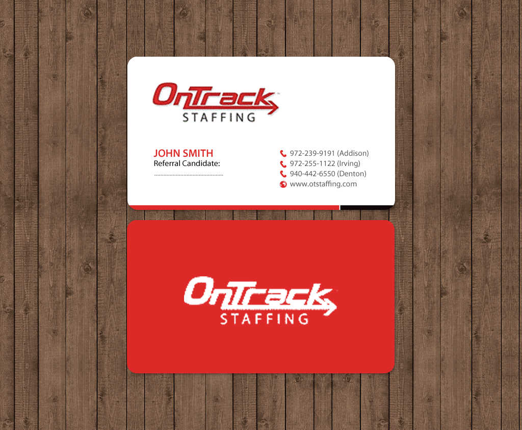 Business Card Design by chandrayaan.creative for OnTrack Staffing | Design #14175889