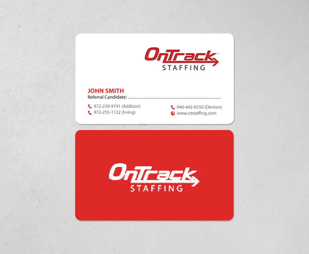Business Card Design by chandrayaan.creative for OnTrack Staffing | Design #14176697