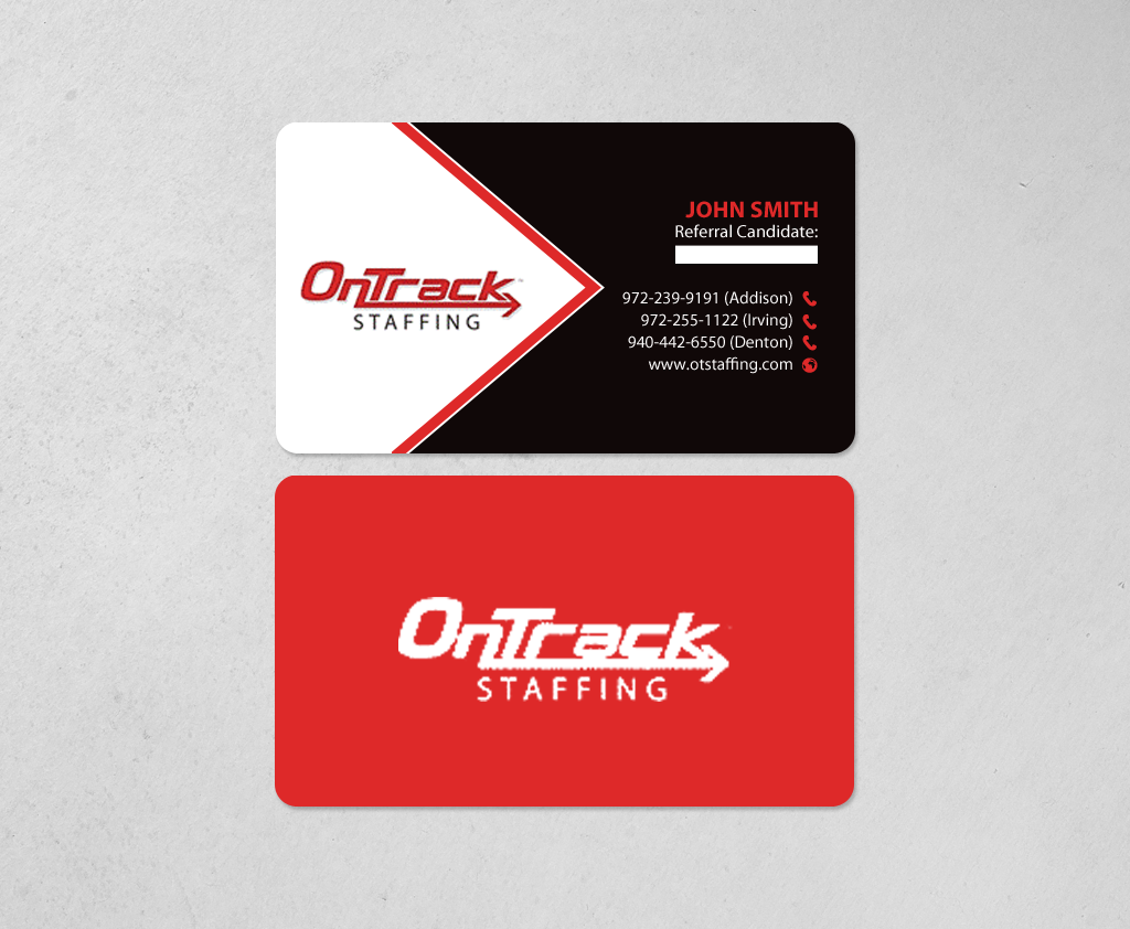 Business Card Design by chandrayaan.creative for OnTrack Staffing | Design #14176700