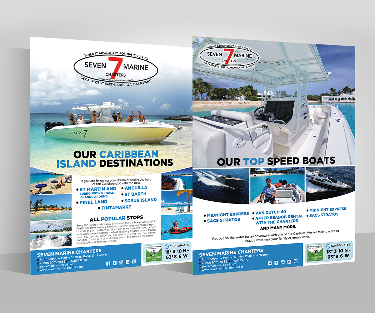 Flyer Design by Designers Hub for Caribbean marines N.V - Robinson tours SXM | Design #14209089