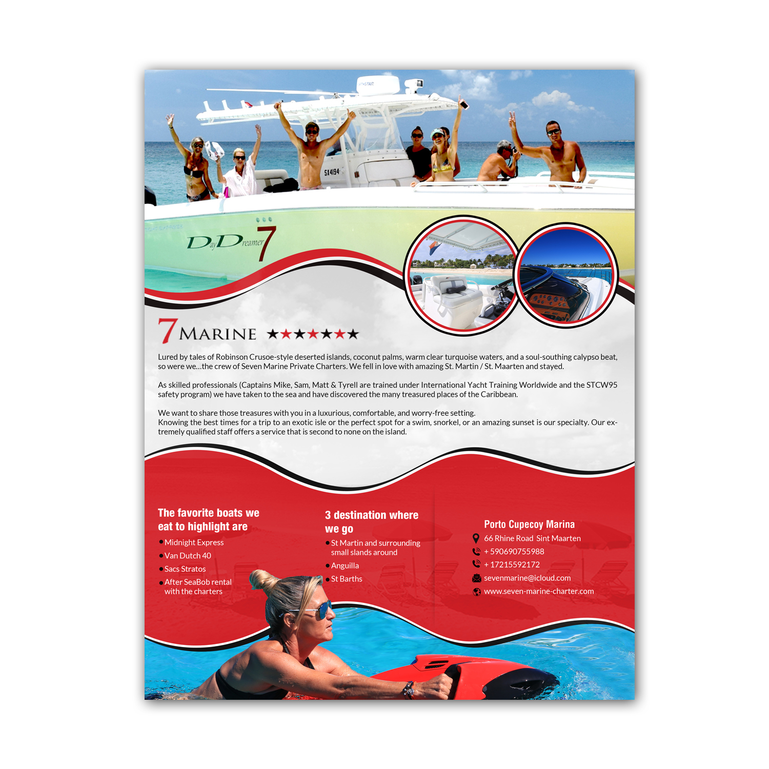 Diseño de Flyer por creative.bugs para Caribbean marines N.V - Robinson tours SXM | Diseño #14172090