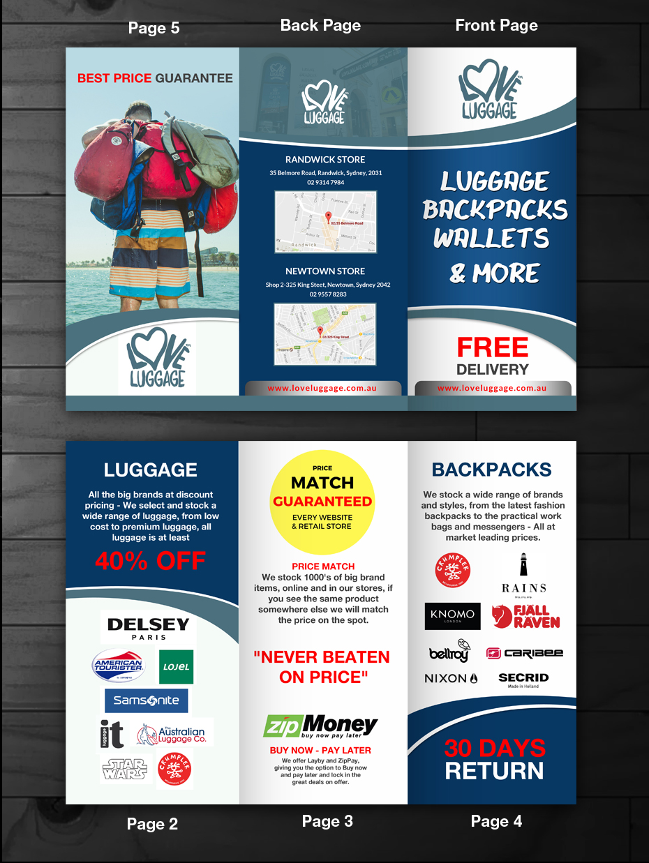 Diseño de Flyer por innovative earth para Love Luggage Pty Ltd | Diseño #14155692