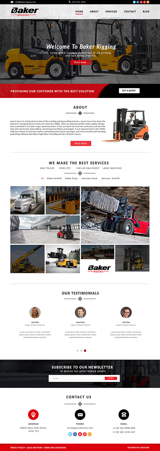 Web Design par bdesigner9 pour Baker Rigging | Design #14326014
