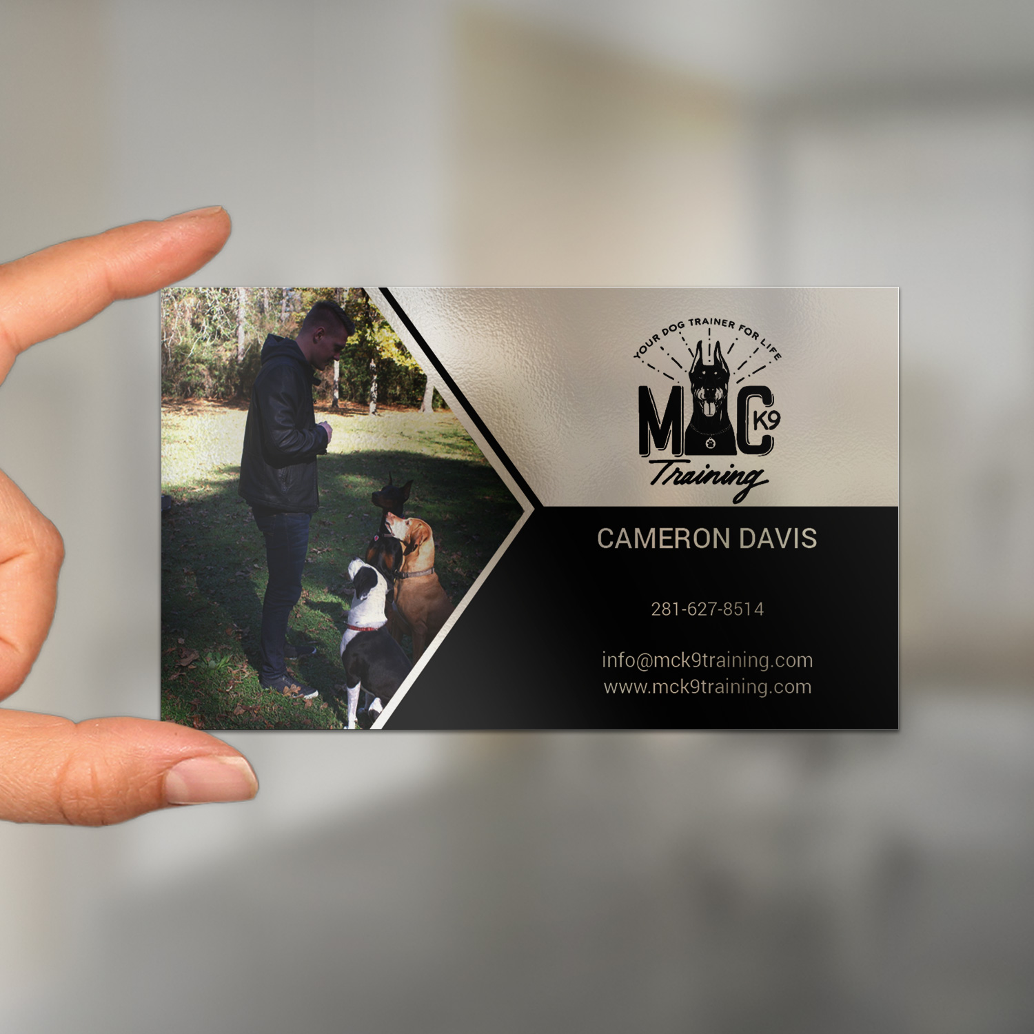 serious, modern, dog training business card design for mc k9 training by pixi dust design #16335348 serious, modern, dog training