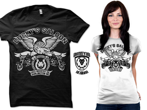 Well known Biker bar needs new t shirt design. Lucky's Saloon