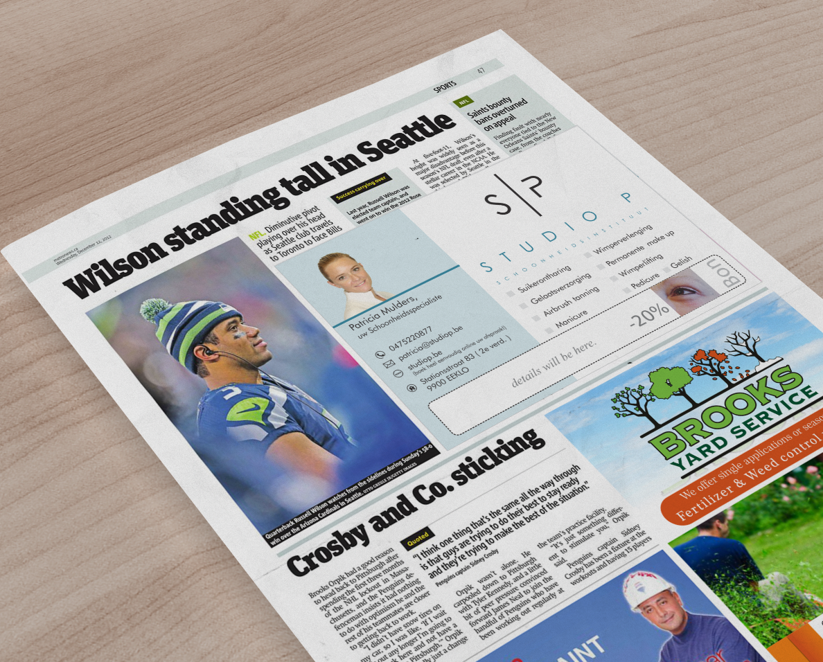 Newspaper Ad Design by Pint & Promotional Projects for Studio P | Design #14198756