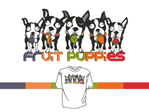 Fun Design for Family of Five Boston Terriers Dogs Named after Fruit  