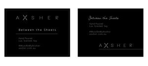 Minimalist logo and product labels for AXSHER Candles | Label Design by maricreatives