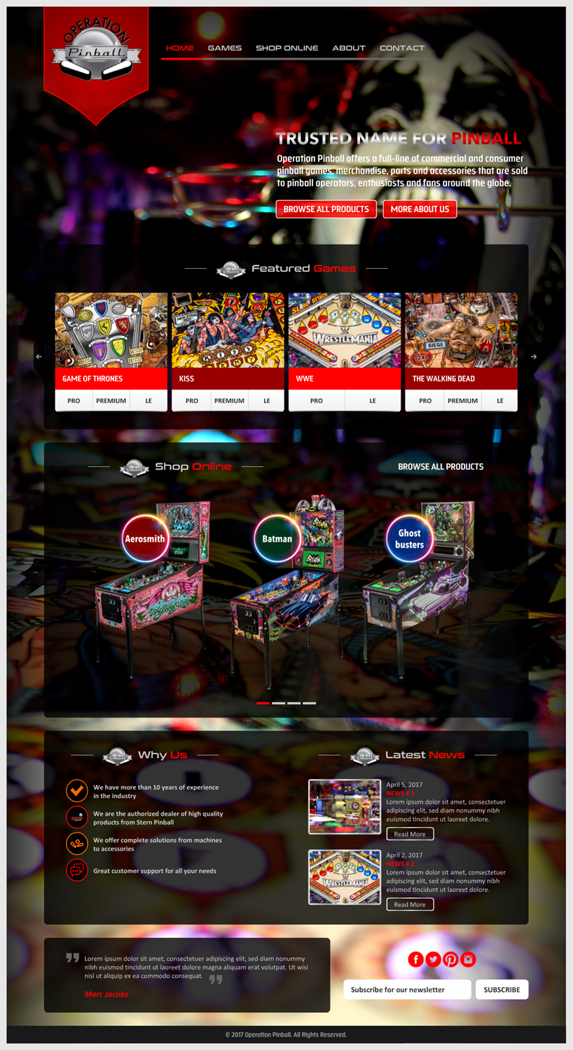 Diseño Web por -Marc- para Operation Pinball  | Diseño #14458260